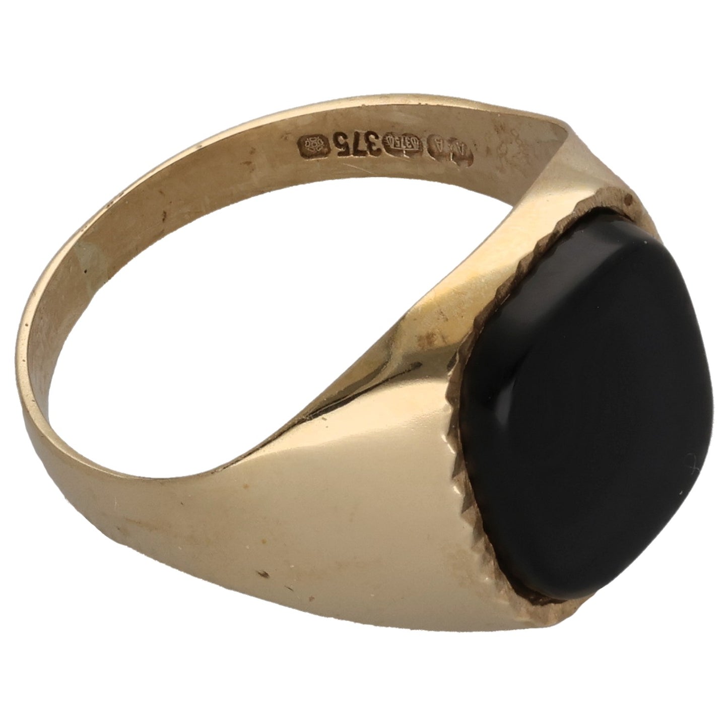 9ct Gold Onyx Single Stone Signet Ring Size N