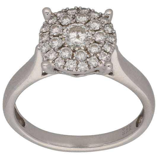 18ct White Gold 0.75ct Diamond Cluster Ring Size Q