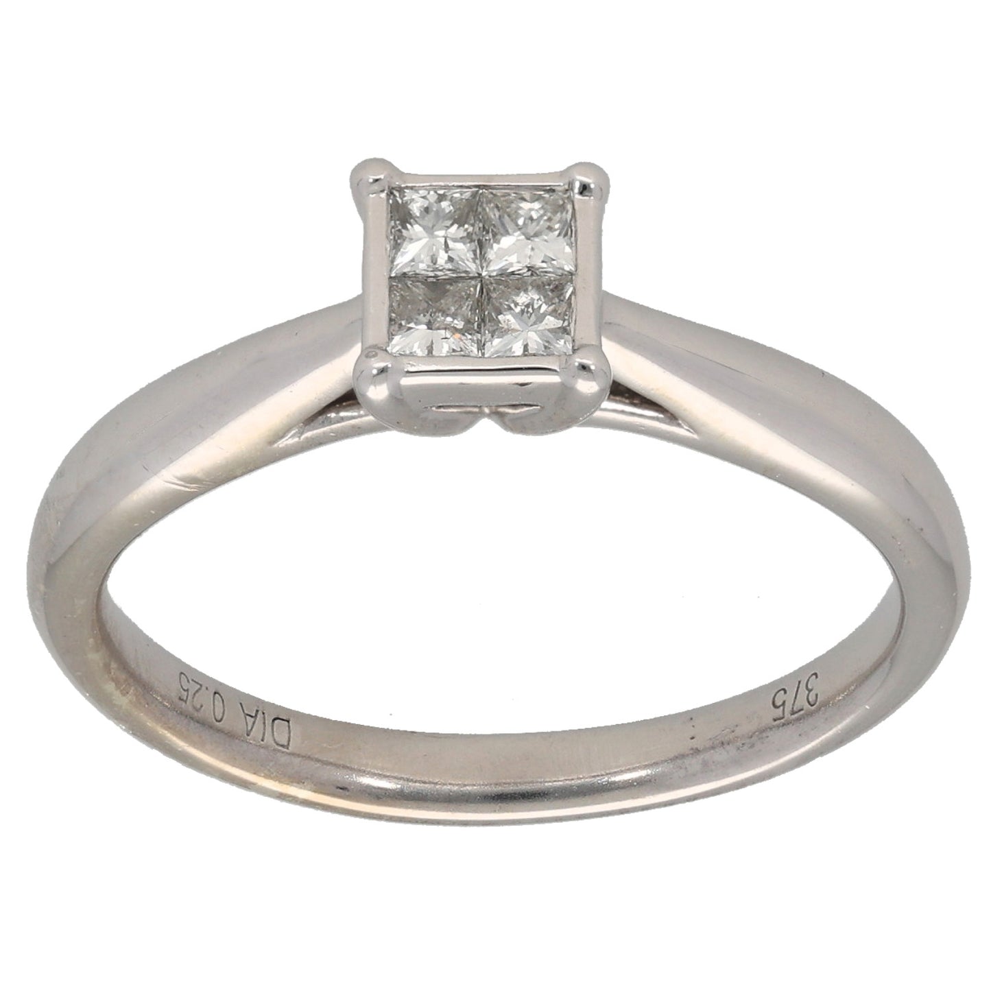 9ct White Gold 0.25ct Diamond Dress/Cocktail Ring Size P