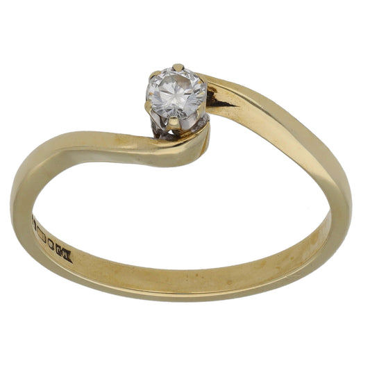 9ct Gold 0.12ct Diamond Solitaire Ring Size M