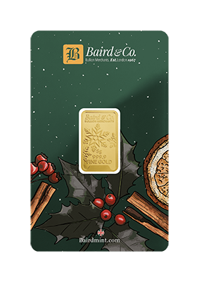 New 24ct 5g Christmas Gold Bar