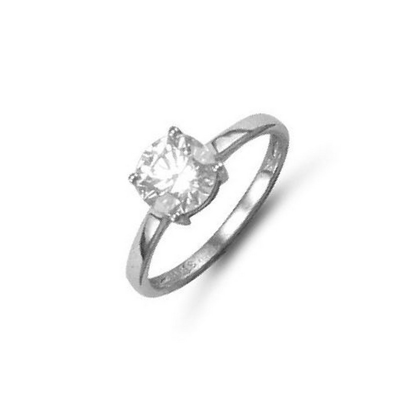 New 9ct White Gold Cubic Zirconia Solitaire Ring Sizes K-T