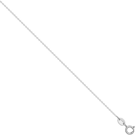 New 9ct White Gold 0.5mm Cable Link Chain 16"-18"