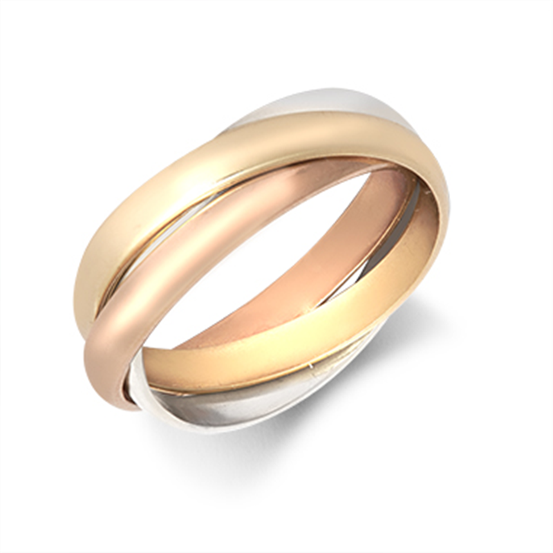 New 9ct Gold Tri-Colour 3mm Russian Wedding Ring | H&T