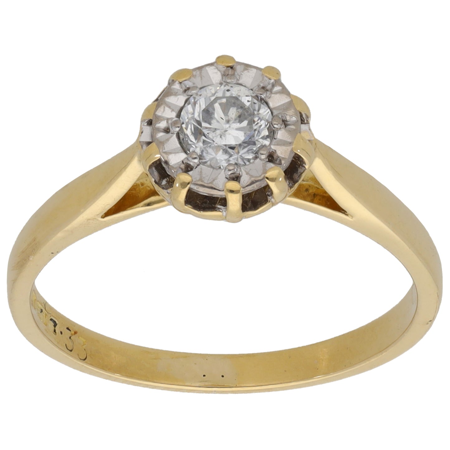 18ct Bi-Colour Gold 0.33ct Diamond Solitaire Ring Size L