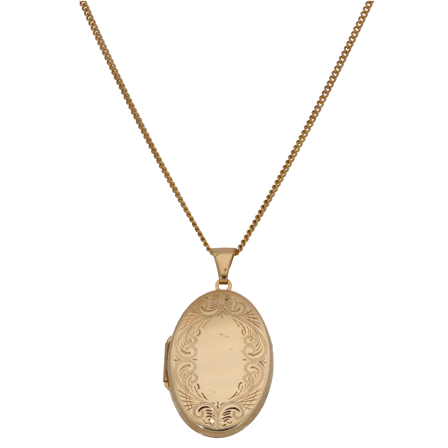 9ct Gold Patterned Locket Pendant With Chain