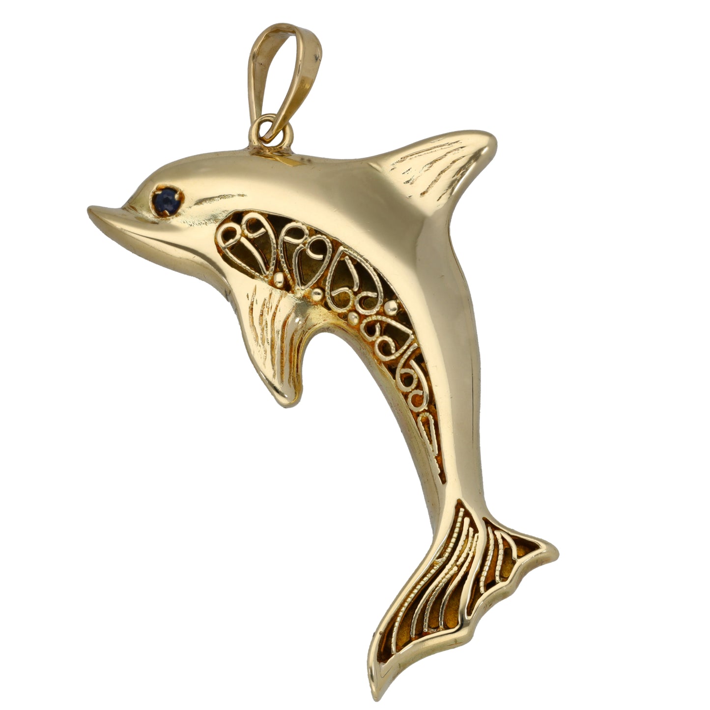 14ct Gold Imitation Gems Dolphin Pendant