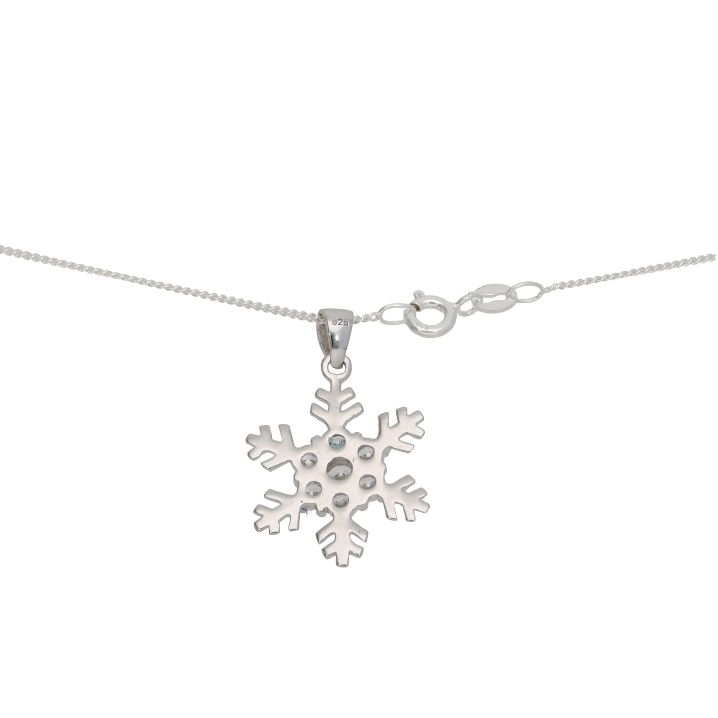 New Sterling Silver Cubic Zirconia Snowflake Necklace