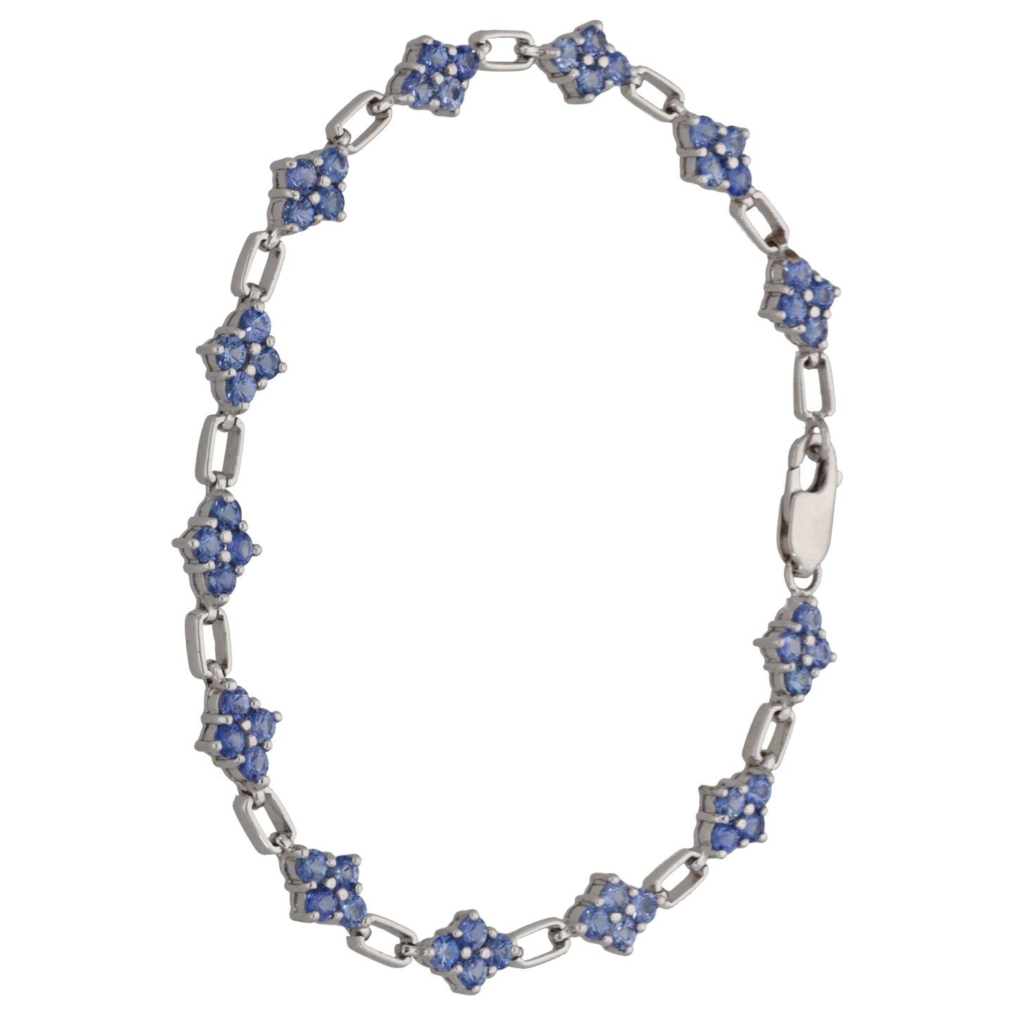 9ct White Gold Tanzanite Fancy Stone Set Bracelet