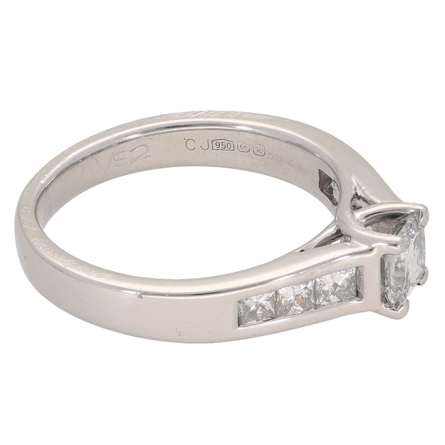 Platinum 1.43ct Diamond Solitaire Ring With Accent Stones Size M