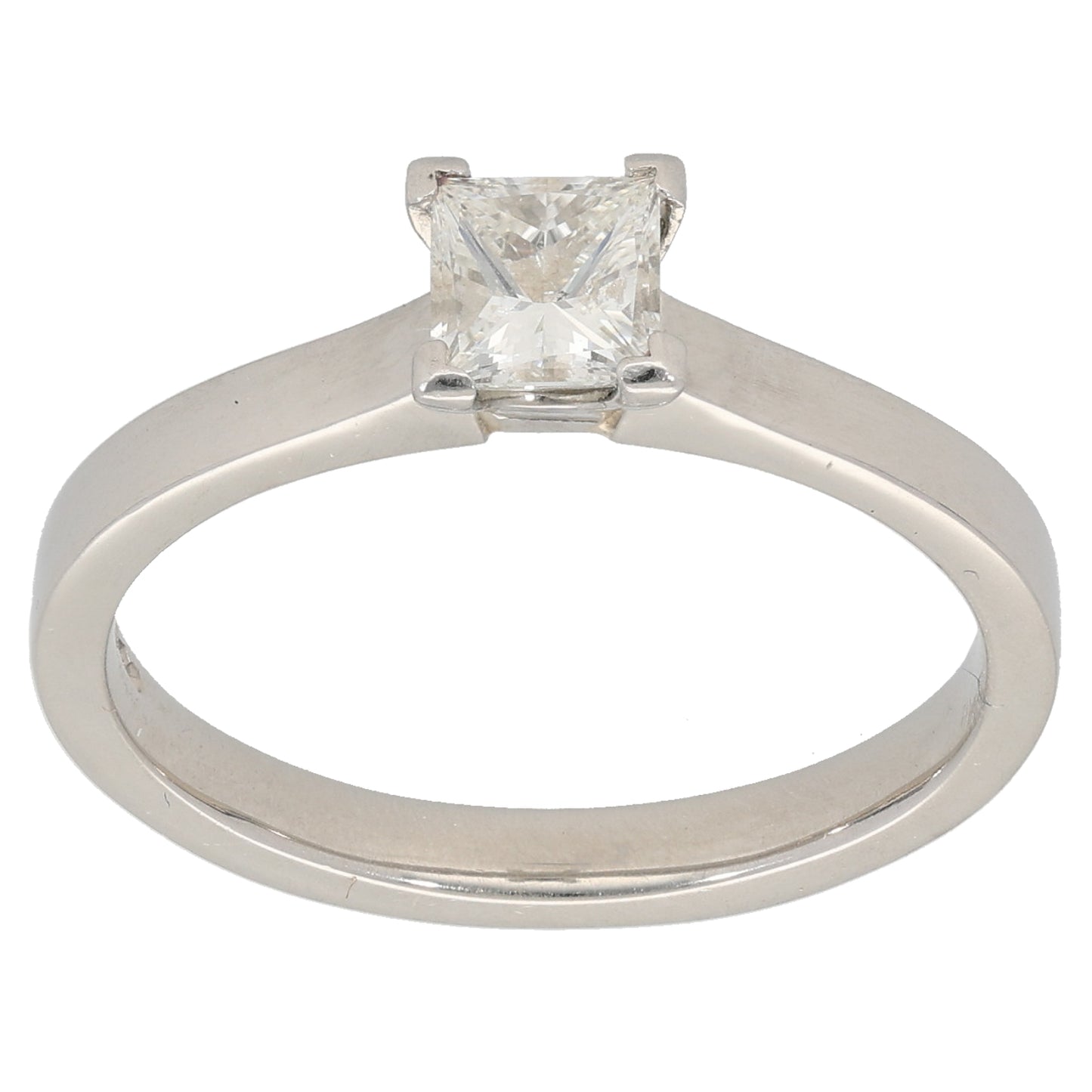 Platinum 0.63ct Diamond Solitaire Ring Size R