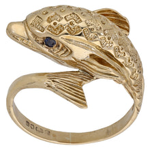 Load image into Gallery viewer, 9ct Gold Imitation Gems Dolphin Ring Size S
