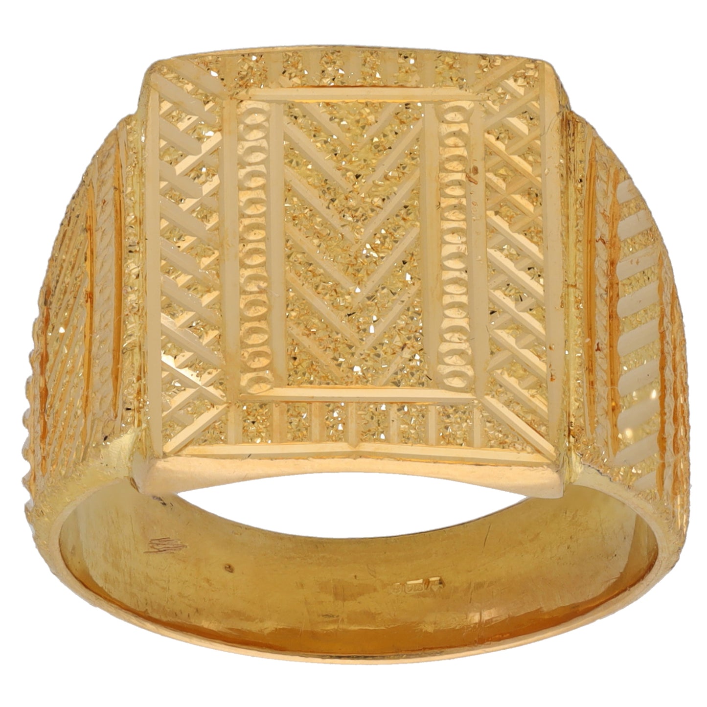 22ct Gold Patterned Signet Ring Size Z