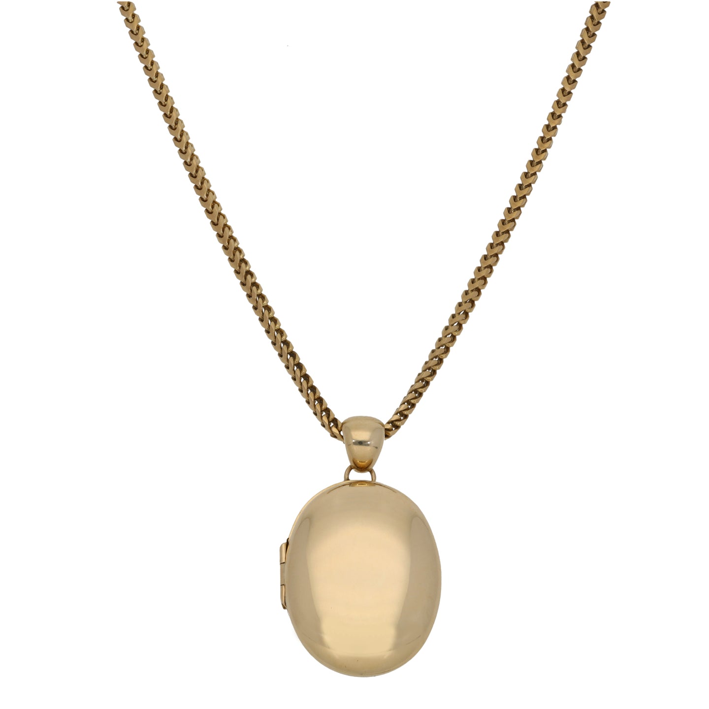 9ct Gold Plain Locket Pendant With Chain
