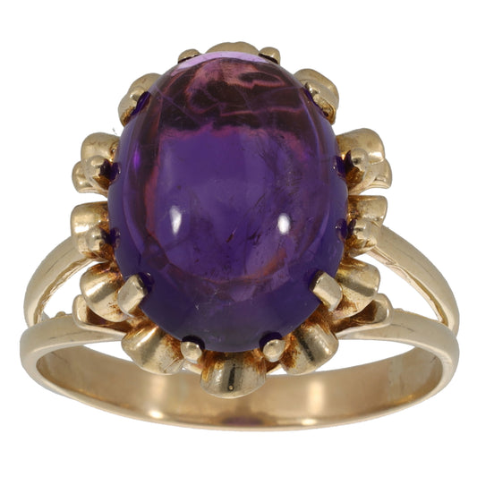 9ct Gold Amethyst Solitaire Ring Size W