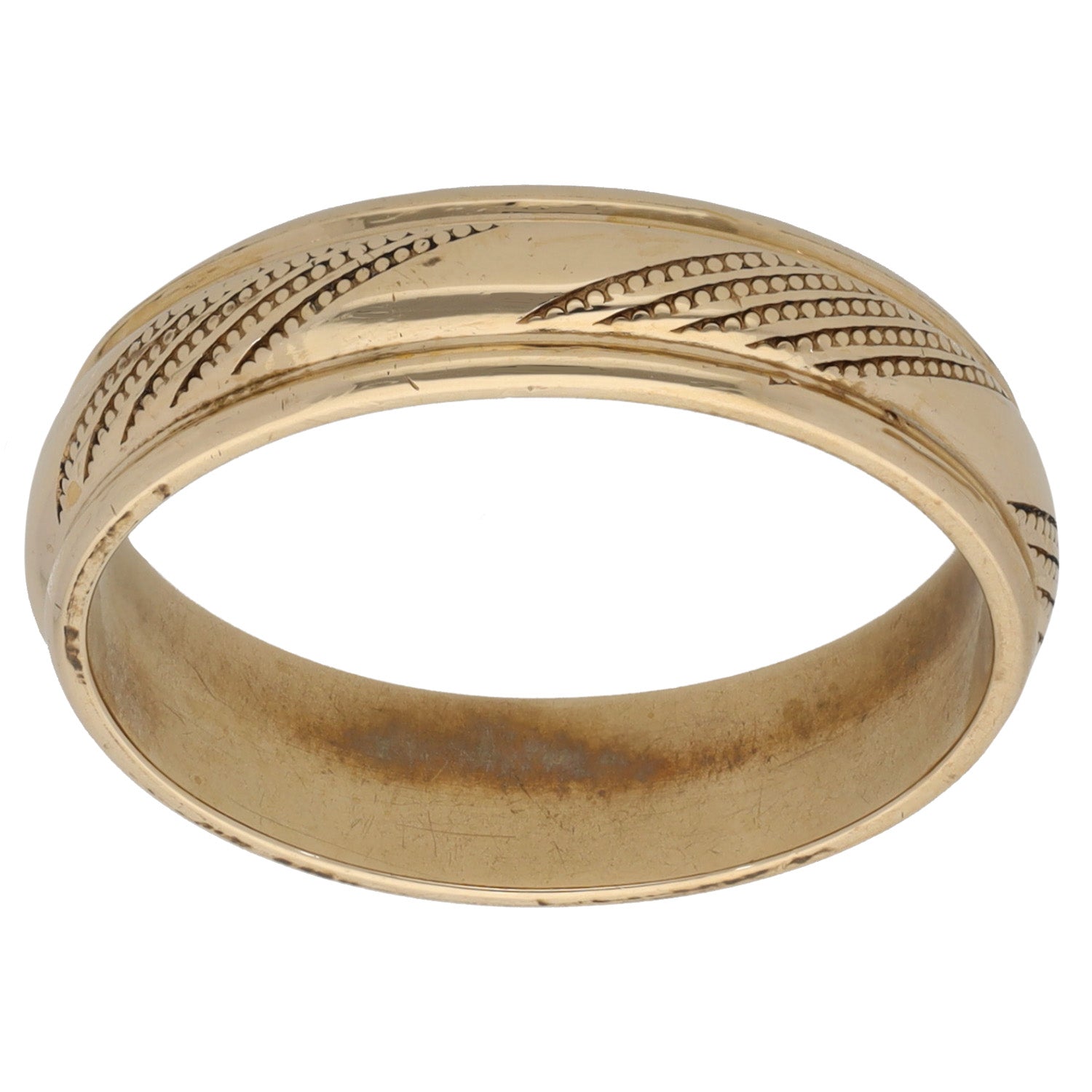 9ct Gold Patterned Wedding Ring Size P H&T