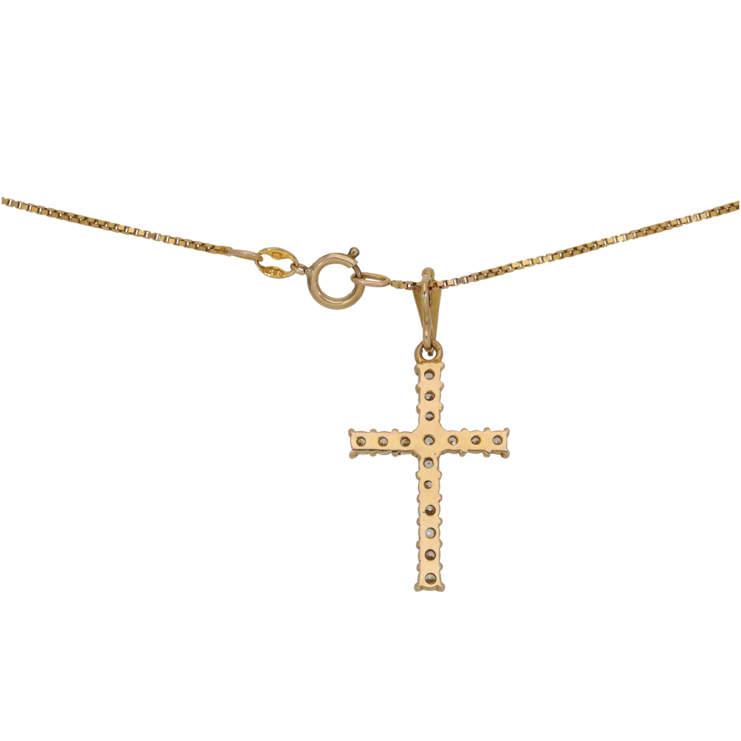 9ct Gold Cubic Zirconia Cross Pendant With Chain