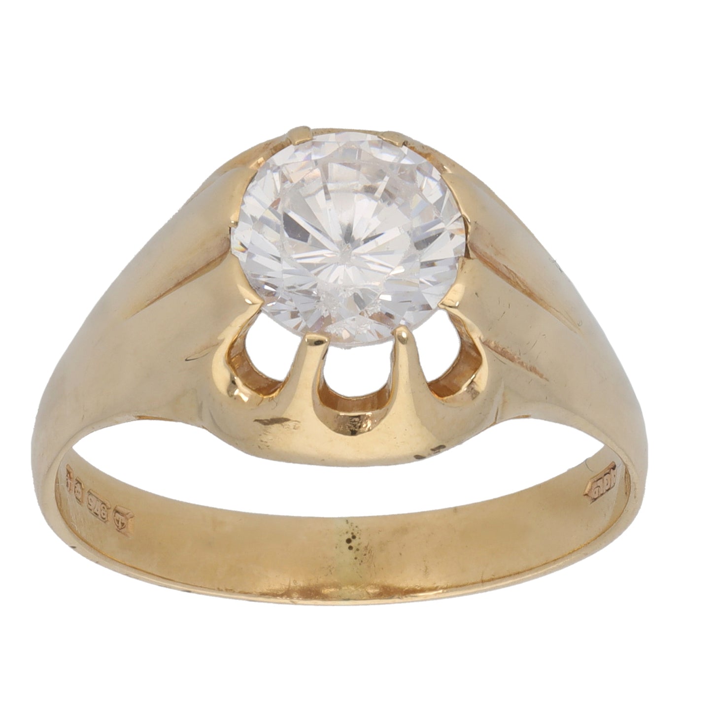 9ct Gold Cubic Zirconia Solitaire Ring Size U