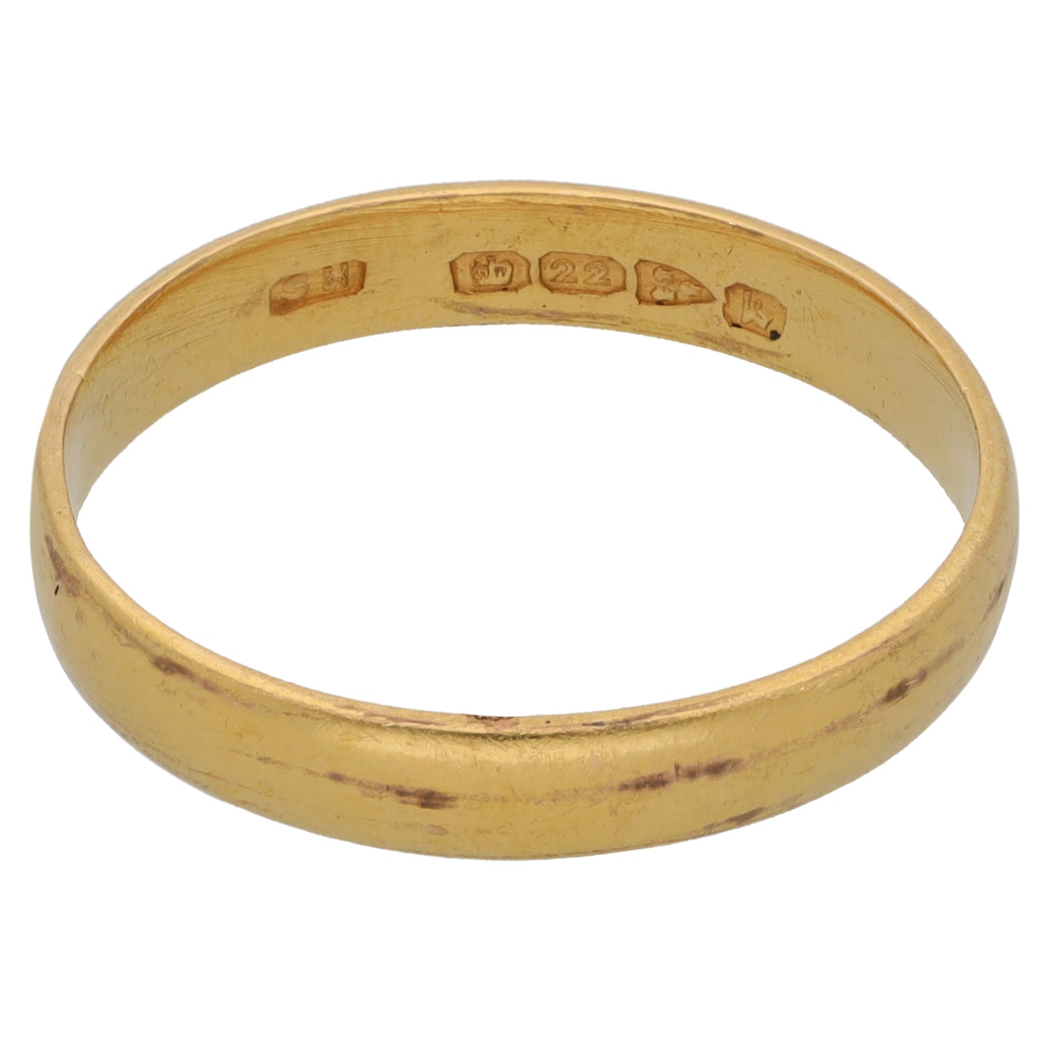 22ct Gold Plain Wedding Ring Size Q H&T