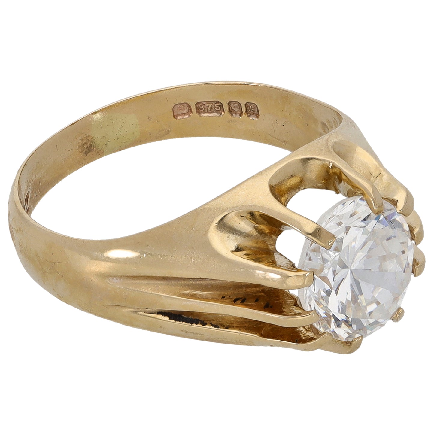 9ct Gold Cubic Zirconia Solitaire Size O