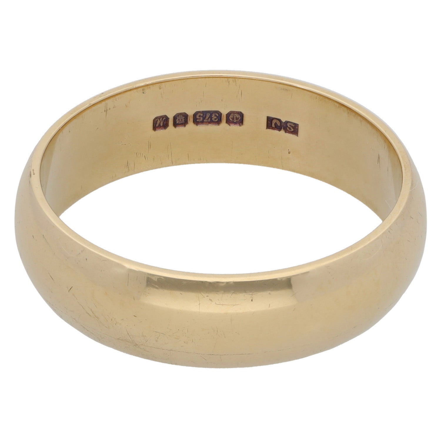 9ct Gold Plain Wedding Ring Size S – H&T