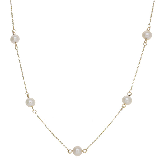 New 9ct Gold Pearl Necklace 16+1"