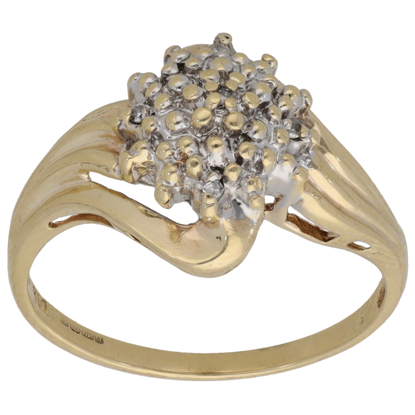 9ct Gold Diamond Cluster Ring Size Q