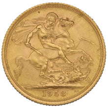 Load image into Gallery viewer, 22ct Gold Queen Elizabeth II Full Sovereign Coin 1958
