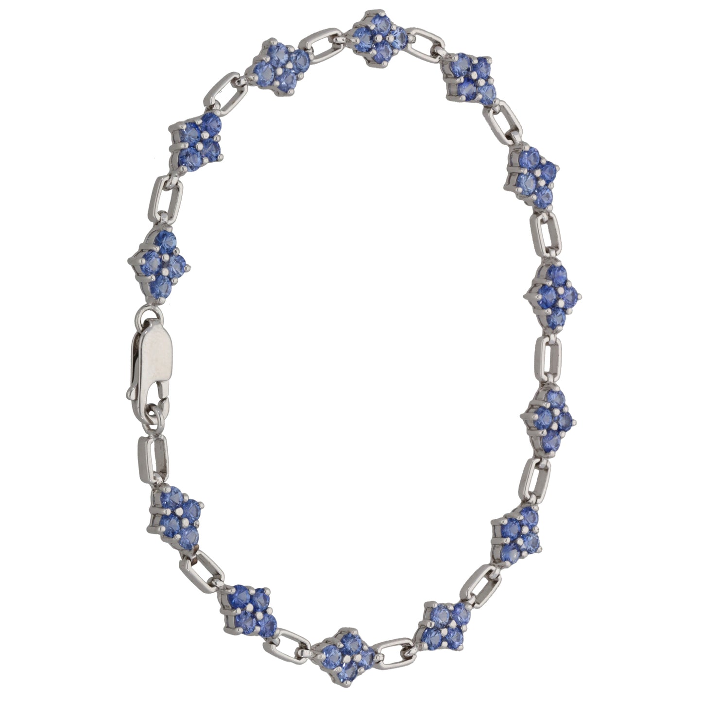 9ct White Gold Tanzanite Fancy Stone Set Bracelet