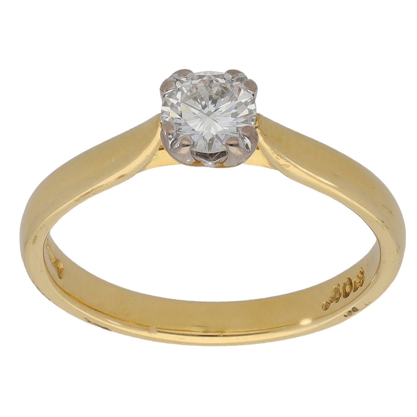 18ct Gold 0.40ct Diamond Solitaire Ring Size O