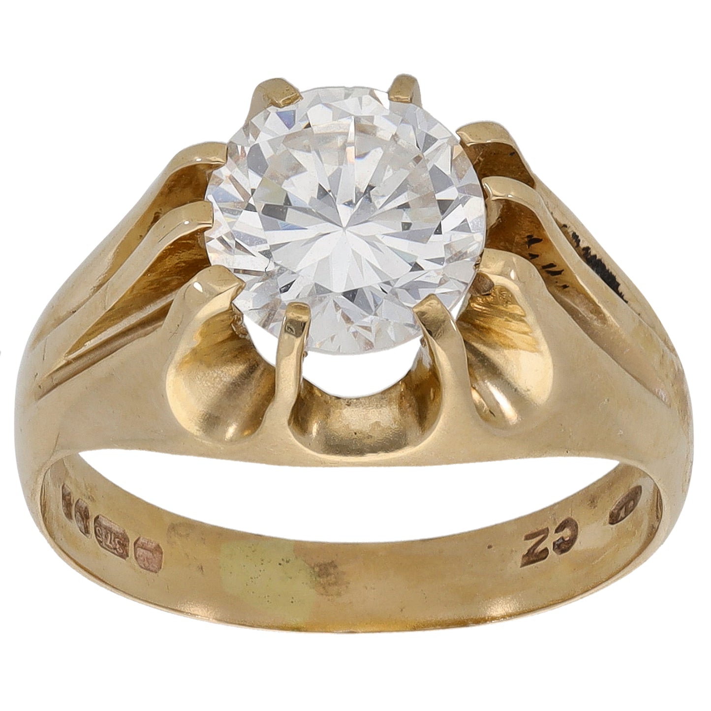 9ct Gold Cubic Zirconia Solitaire Size O