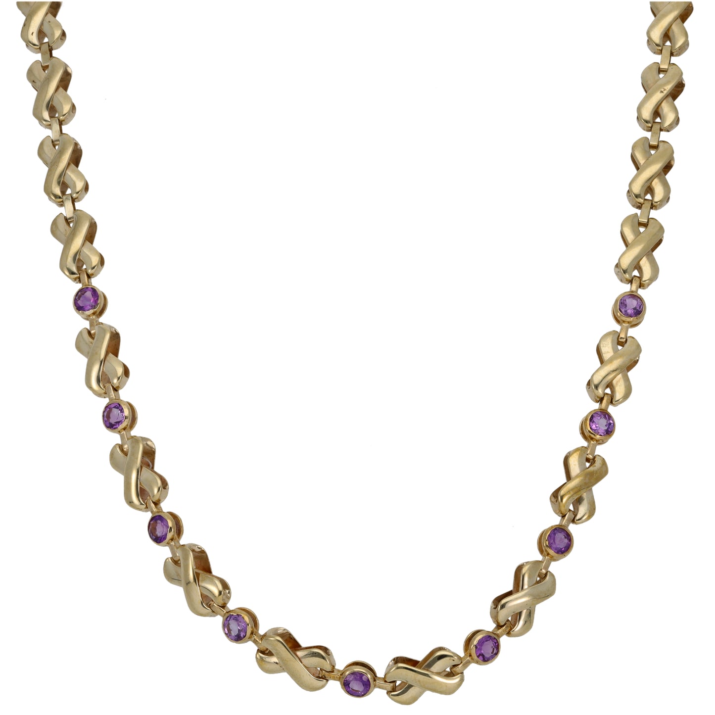 9ct Gold Amethyst Fancy Necklace 16"