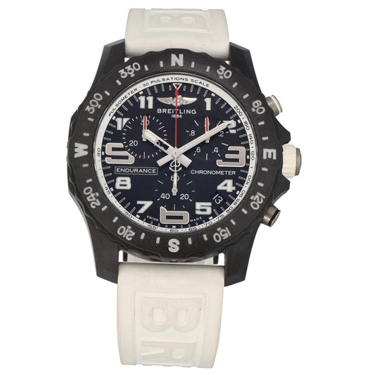 Breitling Endurance Pro X82310 endurance pro men's sports watch with black dial and white rubber strap, 44mm