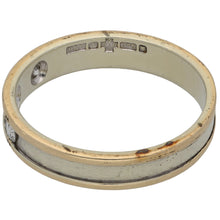 Load image into Gallery viewer, 9ct Bi-Colour Gold 0.12ct Diamond Patterned Wedding Ring Size O
