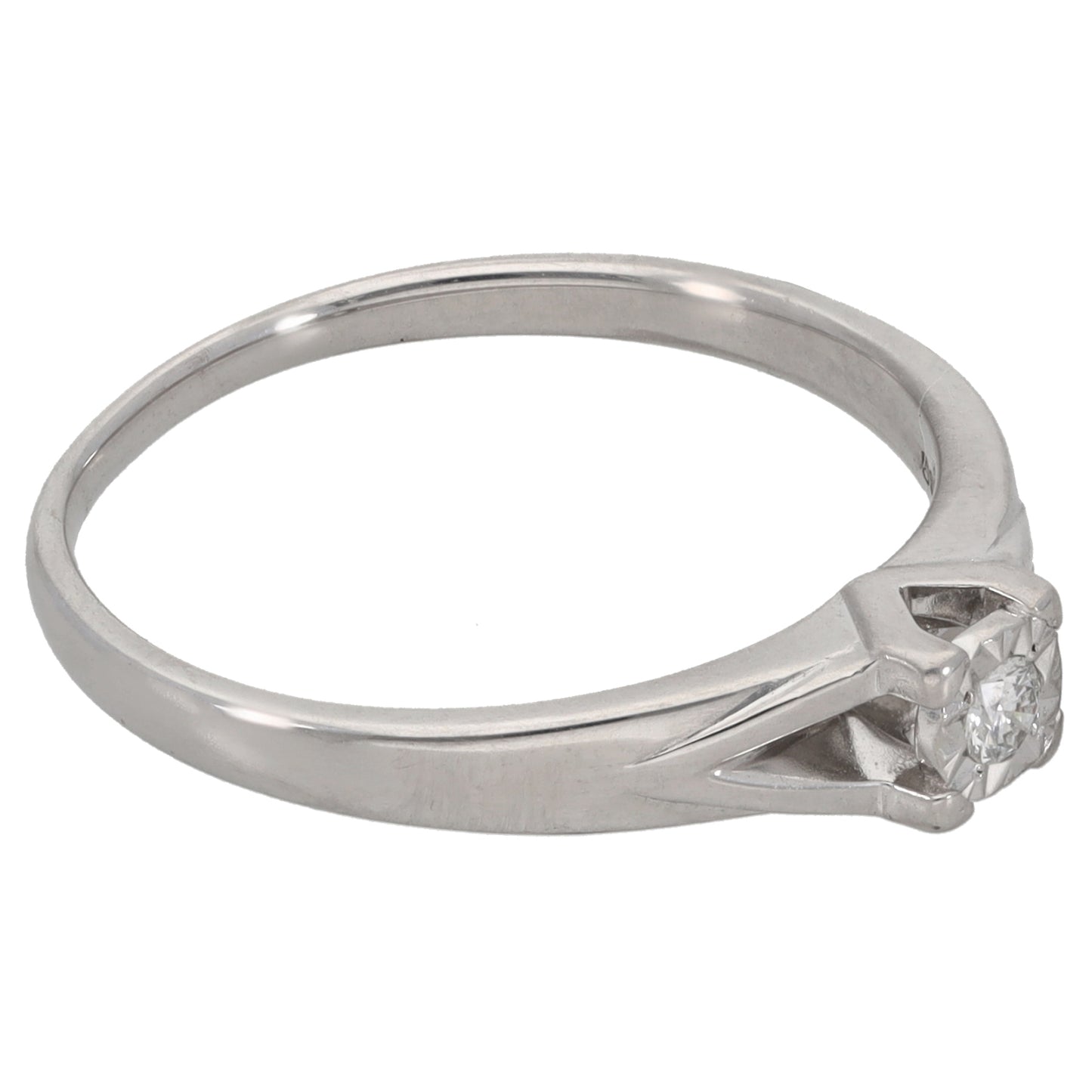 9ct White Gold 0.05ct Diamond Solitaire Ring Size R