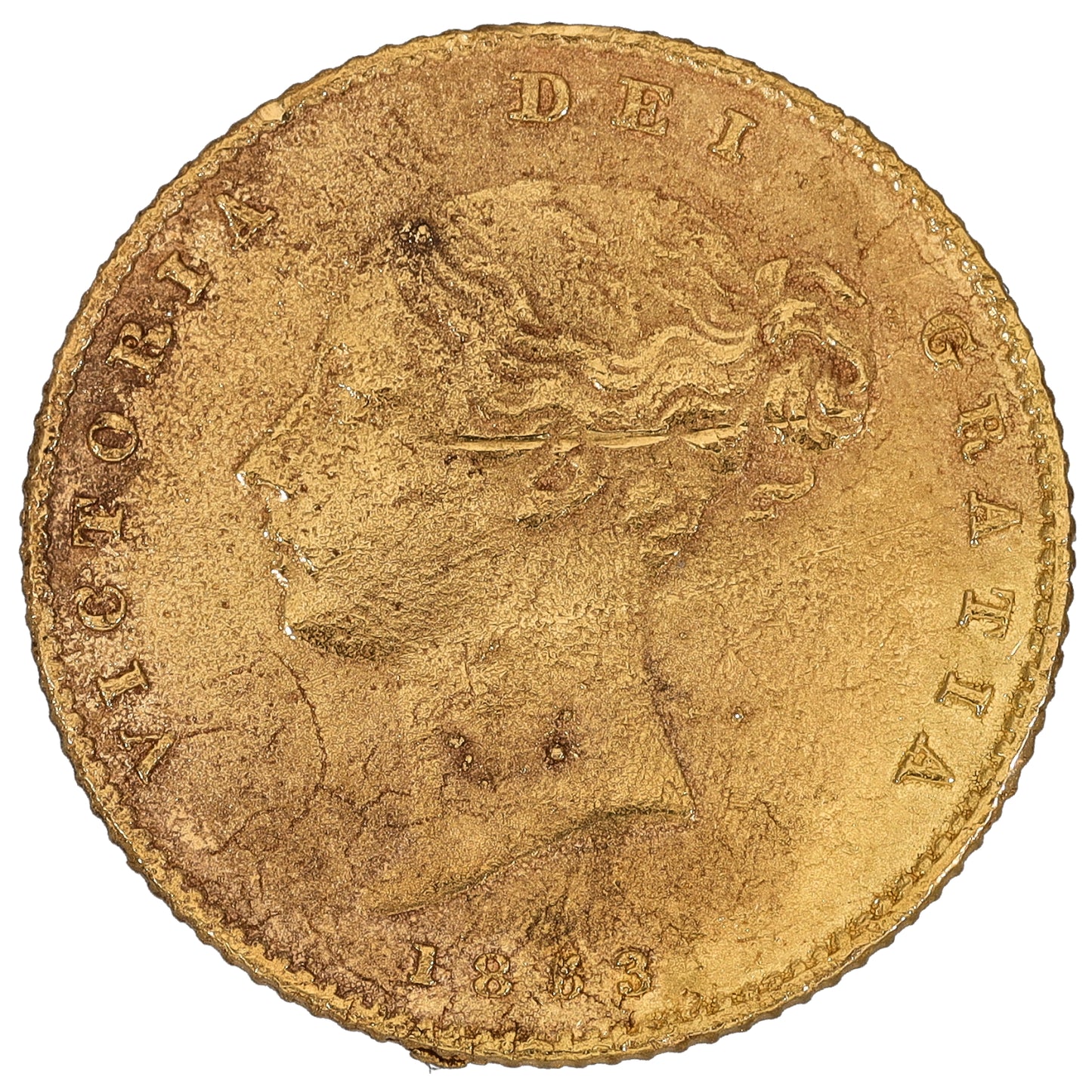 22ct Gold Queen Victoria Half Sovereign Coin 1863