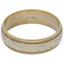 Load image into Gallery viewer, 9ct Bi-Colour Gold Patterned Wedding Ring Size S
