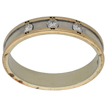 Load image into Gallery viewer, 9ct Bi-Colour Gold 0.12ct Diamond Patterned Wedding Ring Size O
