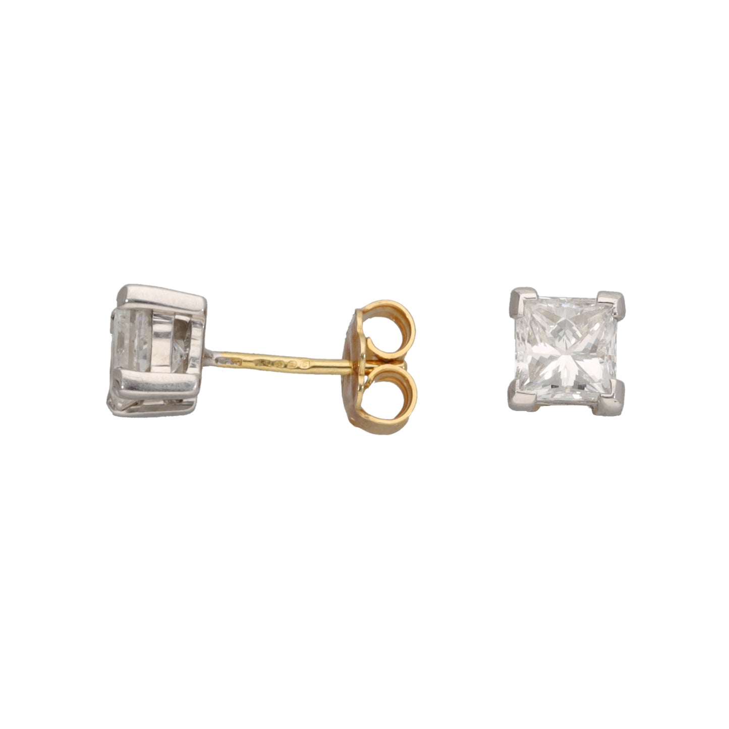 18ct Bi-Colour Gold 2.00ct Diamond Solitaire Earrings