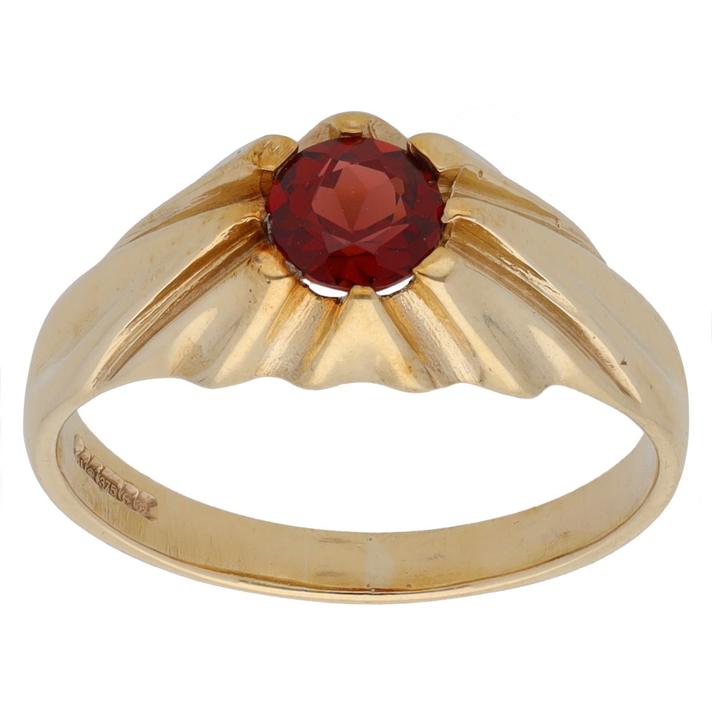 9ct Gold Garnet Solitaire Ring Size R