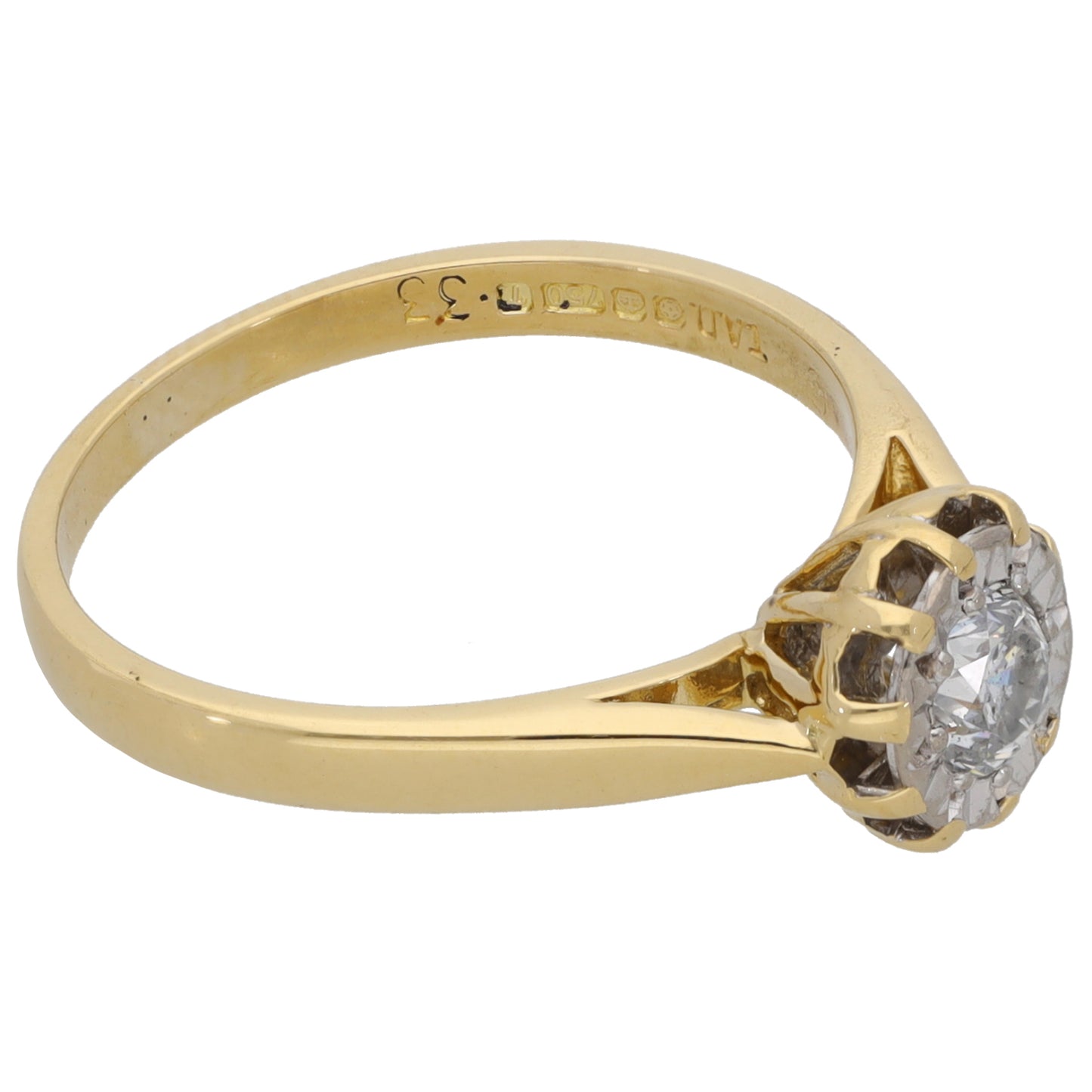 18ct Bi-Colour Gold 0.33ct Diamond Solitaire Ring Size L