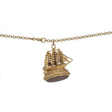 Load image into Gallery viewer, 9ct Gold Carnelian Ship Pendant With Chain
