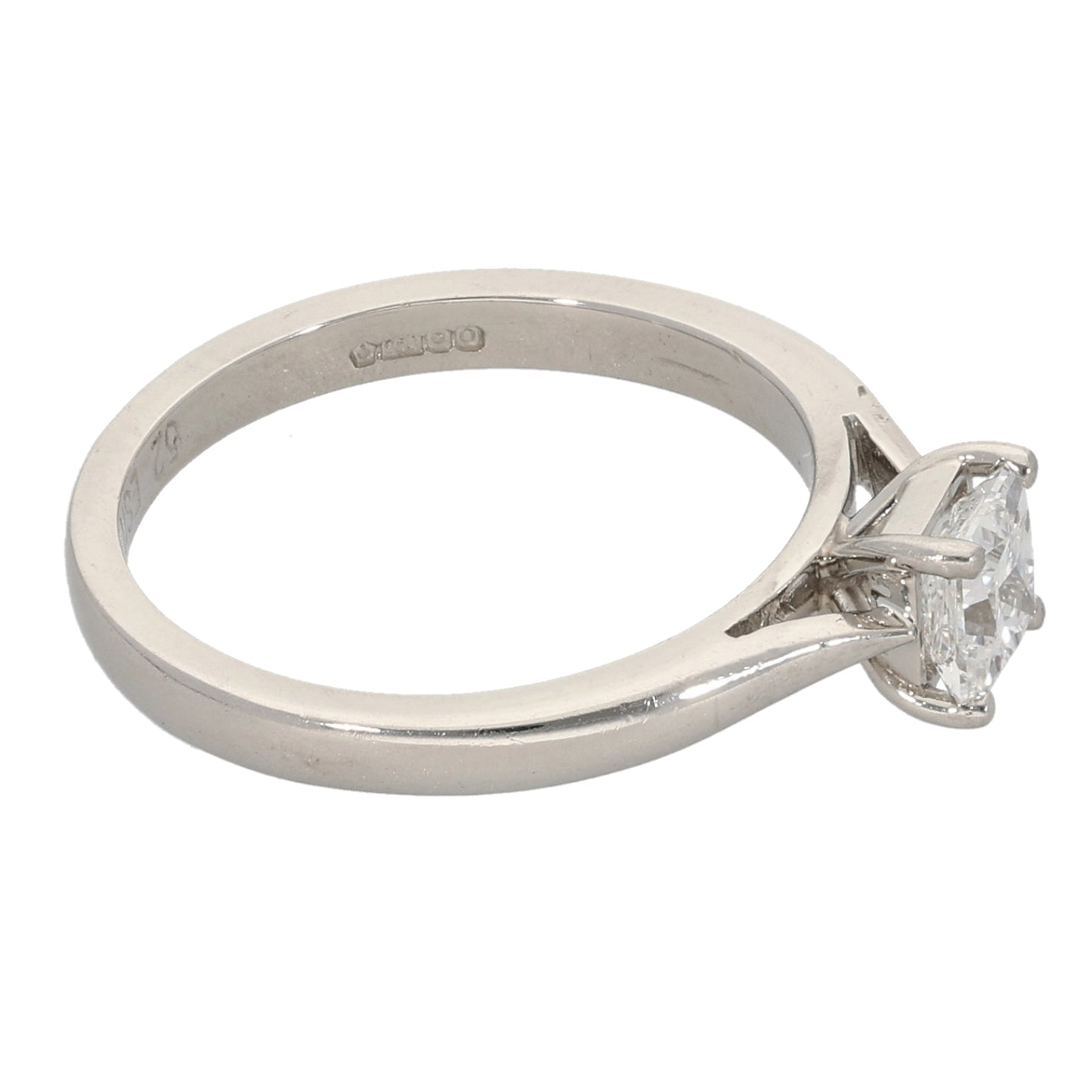 Platinum 0.52ct Diamond Solitaire Ring Size L