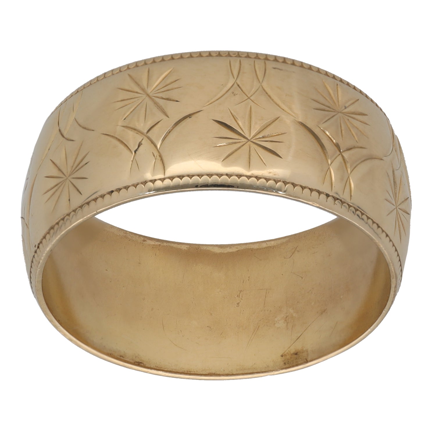 9ct Gold Patterned Wedding Ring Size R H&T