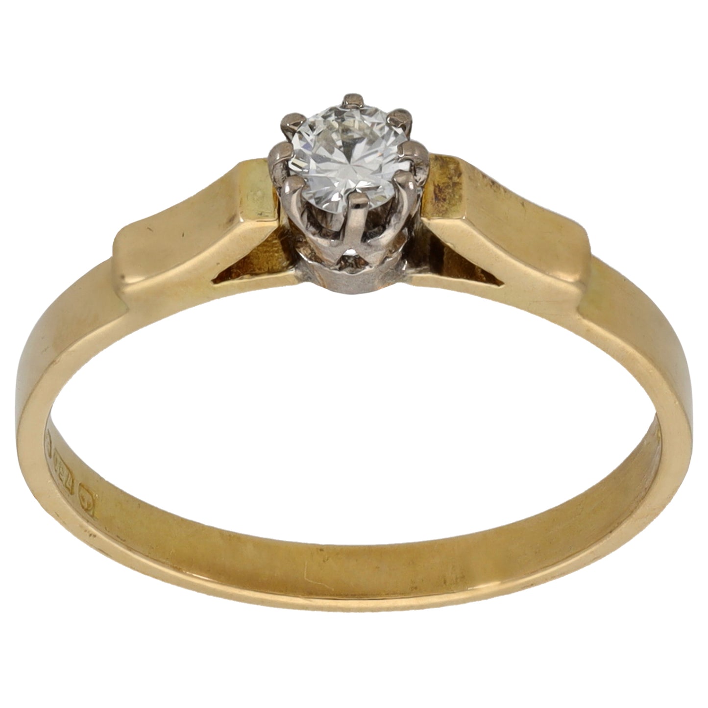 18ct Gold 0.15ct Diamond Solitaire Ring Size M