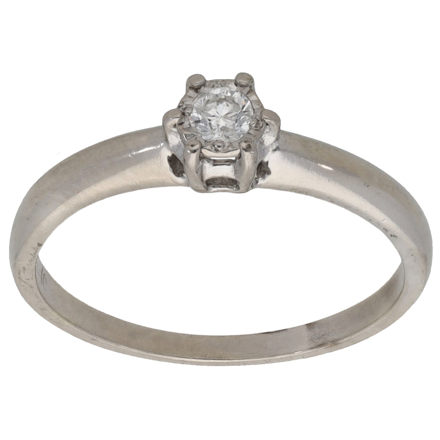 9ct White Gold 0.10ct Diamond Solitaire Ring Size N