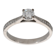 Load image into Gallery viewer, 18ct White Gold 0.50ct Diamond Solitaire Ring With Accent Stones Size O
