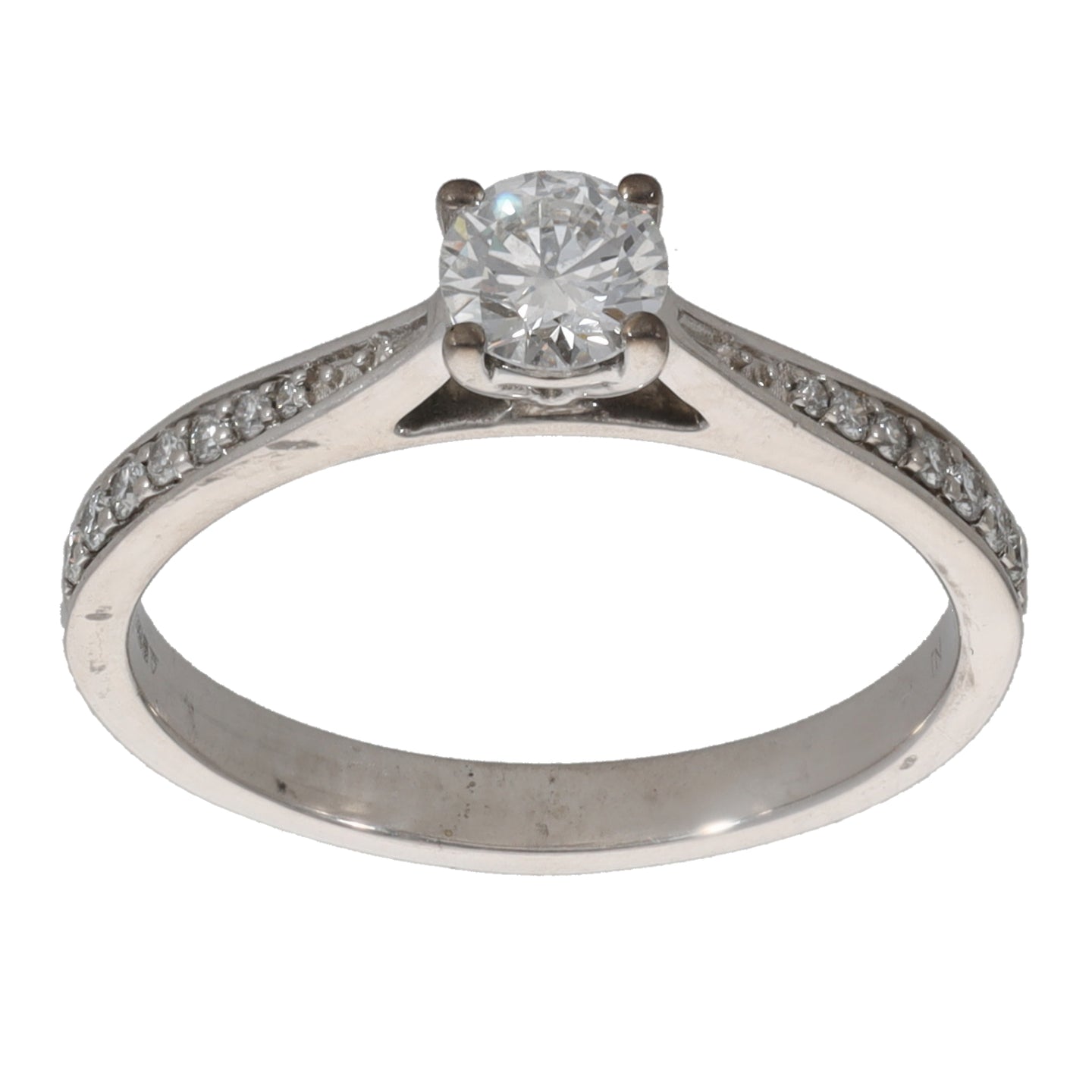 18ct White Gold 0.50ct Diamond Solitaire Ring With Accent Stones Size O
