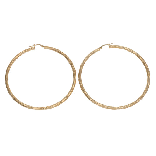 New 9ct Gold Twisted Hoop Earrings