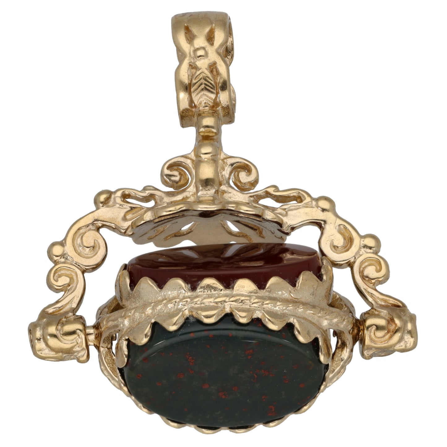 9ct Gold Carnelian & Onyx & Bloodstone Fob Pendant